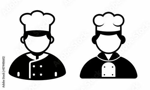 Vector art silhouette shef face and body solid icon, recipe shef vector illustration eps 10 file format
