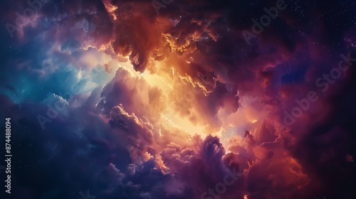 Wallpaper Mural Dramatic Colorful Cloudscape with Sunset and Starry Sky in Background Torontodigital.ca