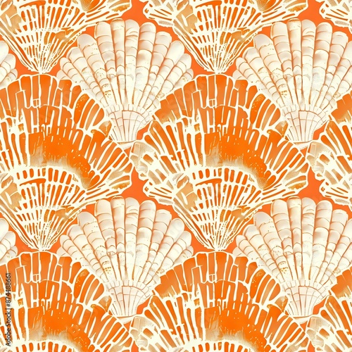 Retro Beachy Hand-drawn Scallop Shell Wallpaper
