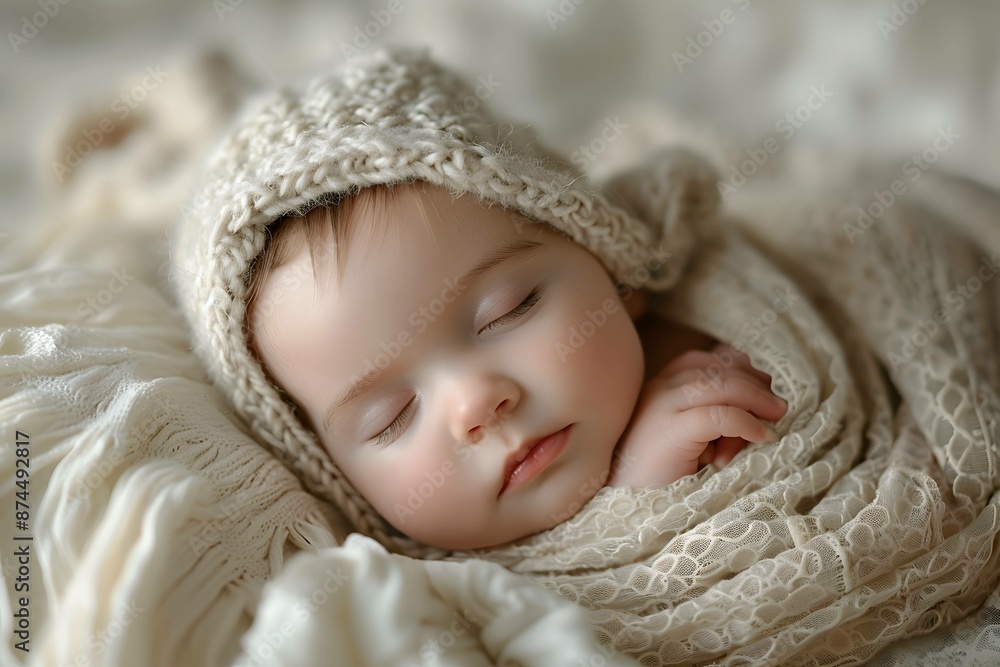 Wrapped newborn baby on neutral background. Wrapped newborn baby on neutral background.