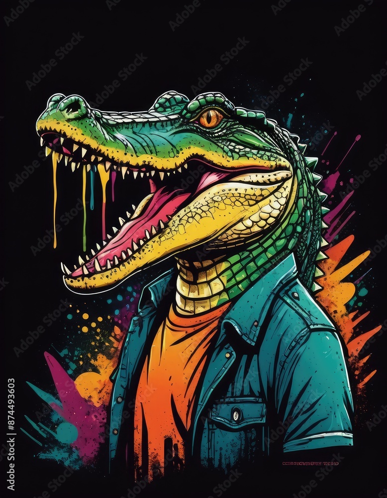 A fun and quirky take on a classic reptile, perfect for designs that are both playful, perfect for t-shirts and prints A fun and quirky take on a classic reptile, perfect for designs that are both playful, perfect for t-shirts and prints