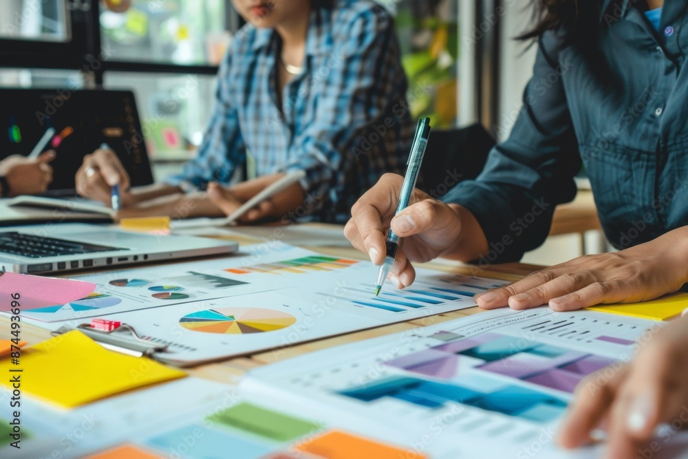 Collaboration and analysis by business people working in office, Generative AI Collaboration and analysis by business people working in office, Generative AI