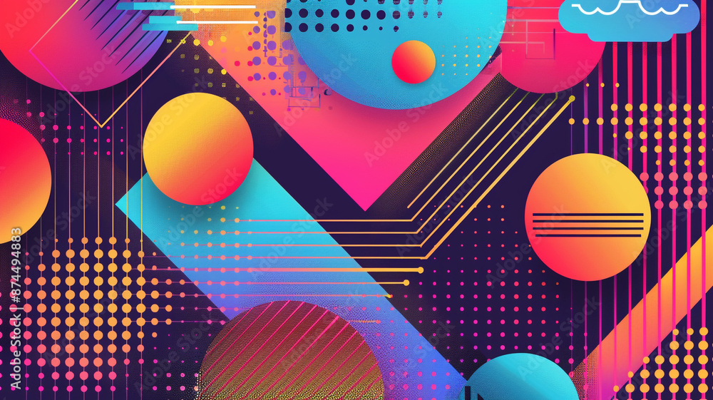 Colorful Retro Design with Geometric Shapes Colorful Retro Design with Geometric Shapes