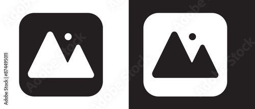 Gallery icon vector, silhouette. Album icon, Photo gallery icon, Image gallery, symbol, vector, Picture signs. Gallery icon for app, logo, website. Vector illustration.
