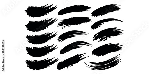 Black brush strokes set. Grunge brush collection.Grunge, brush, lines, frames.
