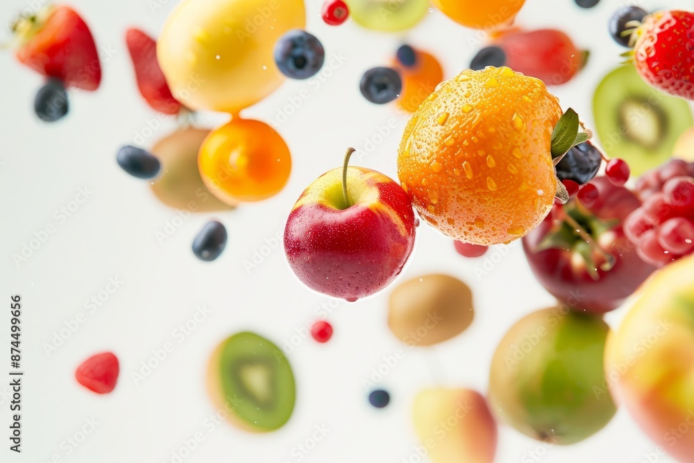 Assorted Fruits in Mid-Air,close up Assorted Fruits in Mid-Air,close up