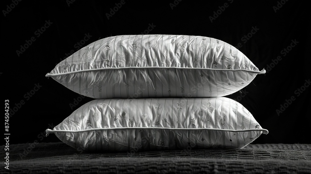 Two pillows on a laced tablecloth in front of a black background Two pillows on a laced tablecloth in front of a black background