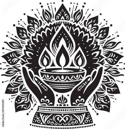 Wallpaper Mural Diwali item silhouette Vector illustration editable design Torontodigital.ca