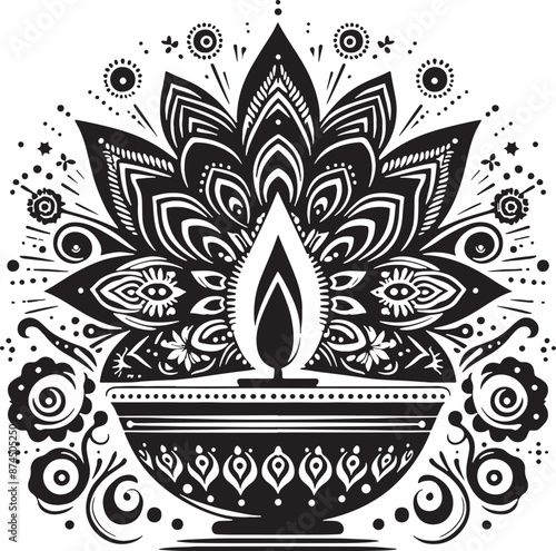 Diwali item silhouette Vector illustration editable design