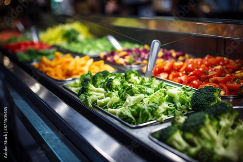 Fresh vegetables in a salad bar at a restaurant. Selective focus © Anahit
