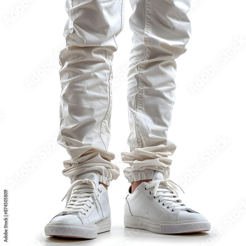 man in white pants, white trousers and shoes mockup isolated on white background, pop-art, png © Anton