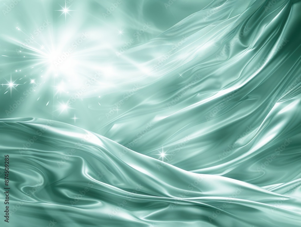 Fototapeta premium Silky smooth light green fabric with shimmering highlights