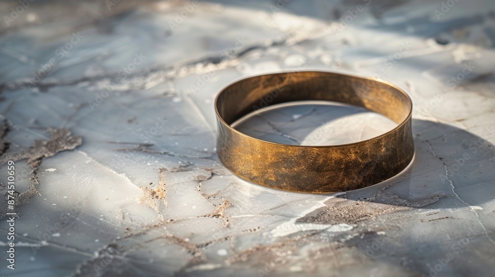 Rustic brass bangle on cracked marble surface with sunlight Rustic brass bangle on cracked marble surface with sunlight