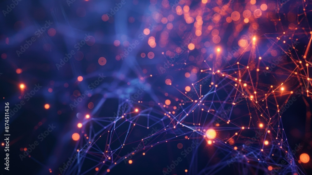 Abstract Digital Network with Glowing Points Abstract Digital Network with Glowing Points