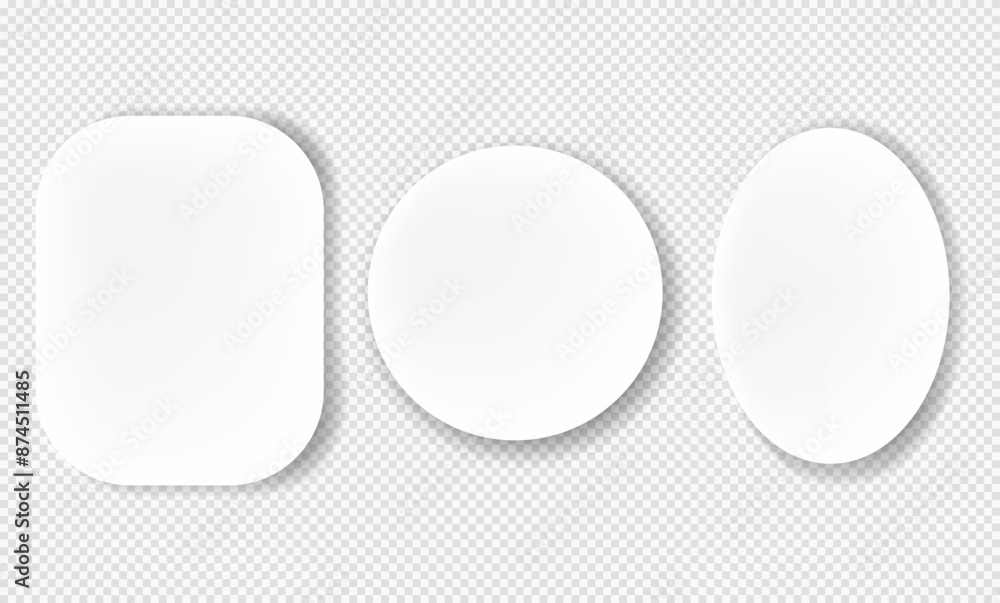 Realistic round sheets with shadows. Round frames. Design template or mockup. Realistic round sheets with shadows. Round frames. Design template or mockup.