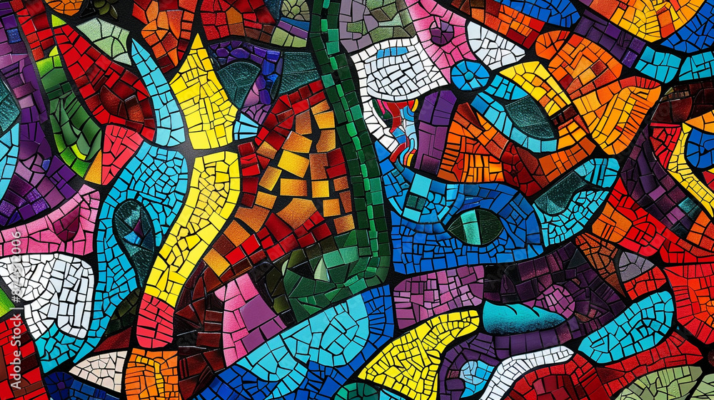 Fototapeta premium Colorful Mosaic Design with Detailed Patterns