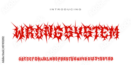 Dark creative font,black metal font underground music bloody rock root horror satanic alphabet typeface. Uppercase and number.
Vector illustration