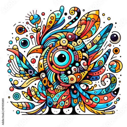 colorful and cute monster pattern illustration