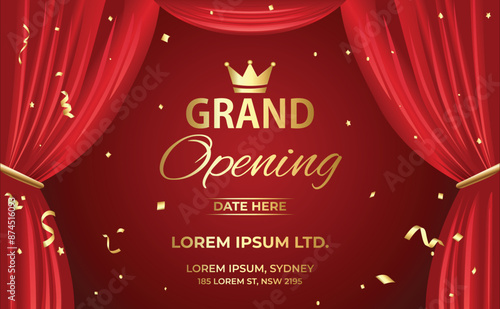 Luxury Grand Opening with Attractive Red Stage Curtain