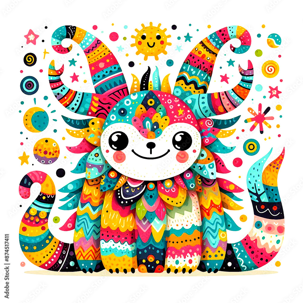 Colorful and cute monster pattern illustration Colorful and cute monster pattern illustration