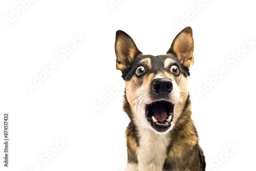 Wallpaper Mural Extreme close up of funny shocked surprised german sheppard dog with opened wide eyes on white background. Torontodigital.ca