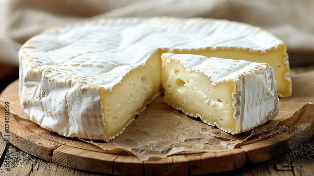 A slice of cheese rests atop a wooden board alongside a piece of cheese on a cutting board A slice of cheese rests atop a wooden board alongside a piece of cheese on a cutting board