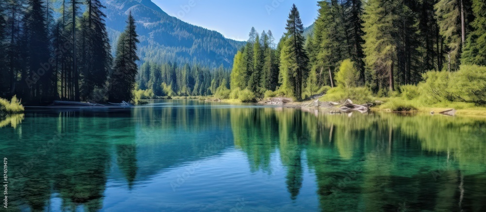 Tranquil Forest Lake with Crystal Clear Water Tranquil Forest Lake with Crystal Clear Water