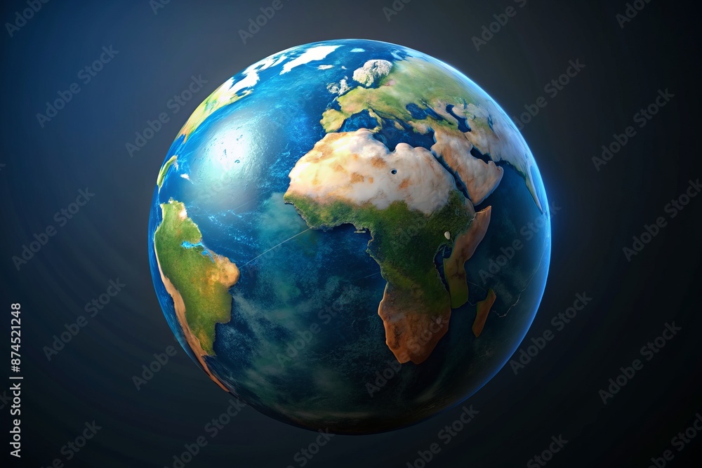 High-resolution image of Earth focusing on Africa, Europe, and the Middle East from space with a dark background