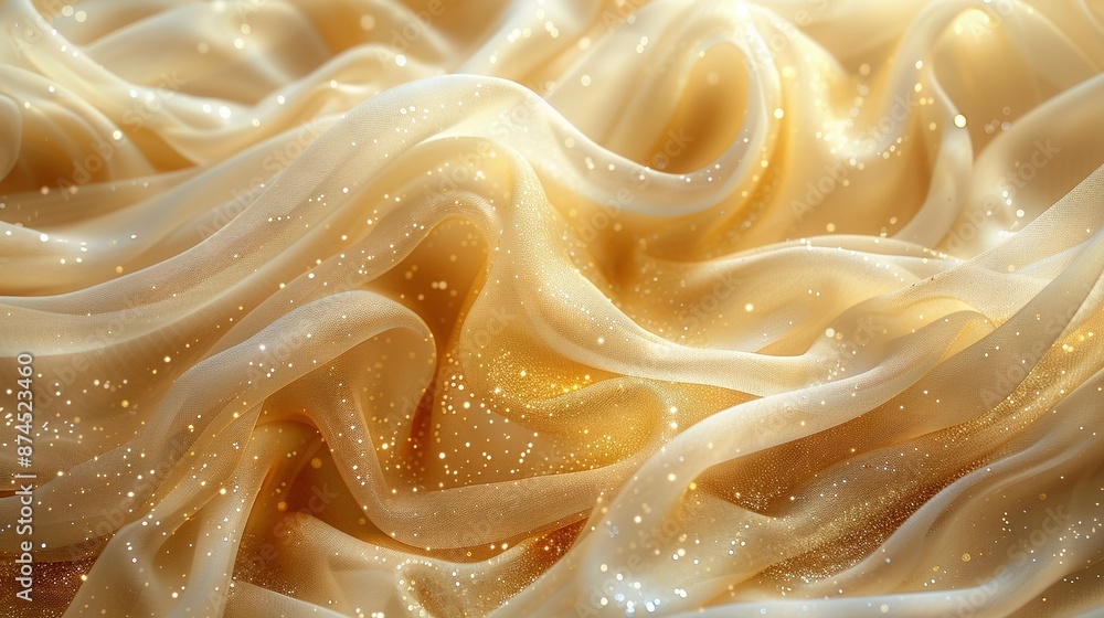 White fabric with golden sparkles - Close-up and Blurred White fabric with golden sparkles - Close-up and Blurred