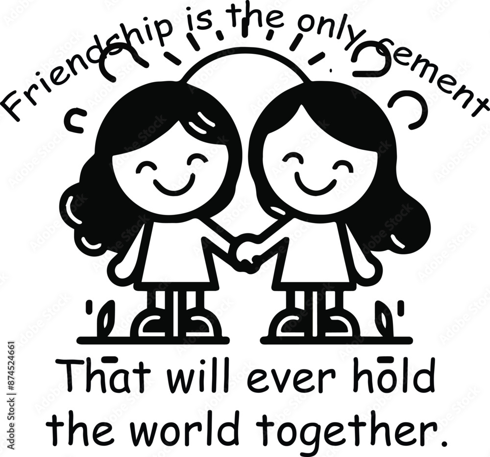 chirming vector illustrator of two best friends are holding hands and smiling chirming vector illustrator of two best friends are holding hands and smiling