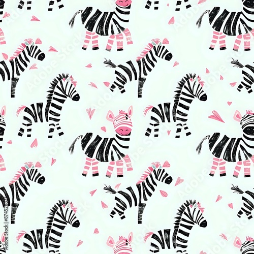 Cute Zebra Print with Black and Pink Stripes for Safari-Themed Nursery