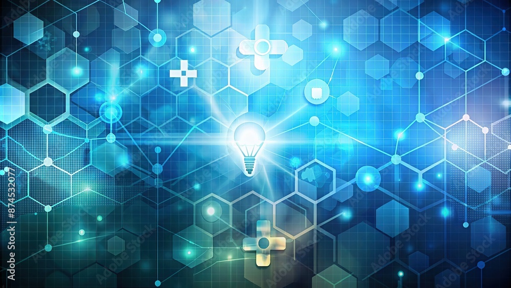 Fototapeta premium Abstract white and blue background with medical theme