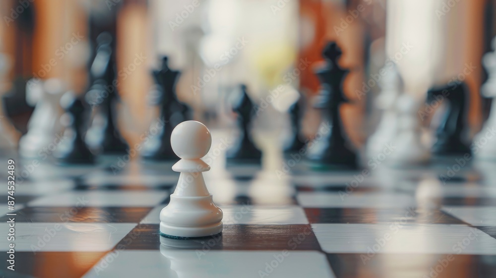 Chess board with pieces in strategic formation Chess board with pieces in strategic formation