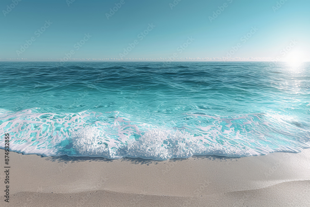A clear blue sky stretches over a summer beach, epitomizing a perfect day. Concept of ideal weather and seasonal enjoyment. Generative Ai. A clear blue sky stretches over a summer beach, epitomizing a perfect day. Concept of ideal weather and seasonal enjoyment. Generative Ai.