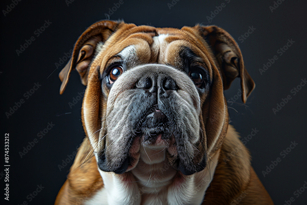 Obraz premium A brown and white dog with a black nose and brown eyes