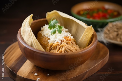 Appetizing Sweet tamales bowl. Traditional diet corn food nutrition. Generate Ai