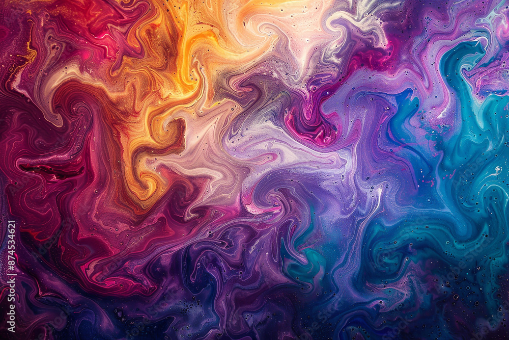 A colorful swirl of paint with a yellow and orange center A colorful swirl of paint with a yellow and orange center