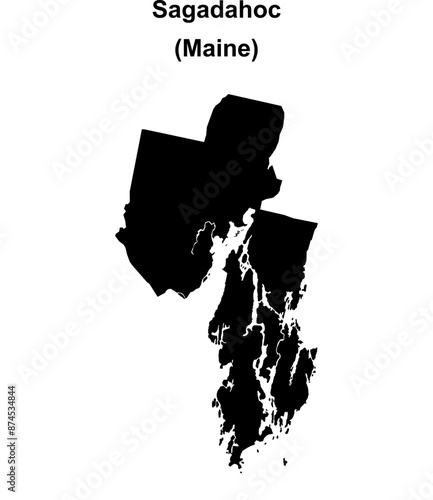 Sagadahoc County (Maine) blank outline map photo