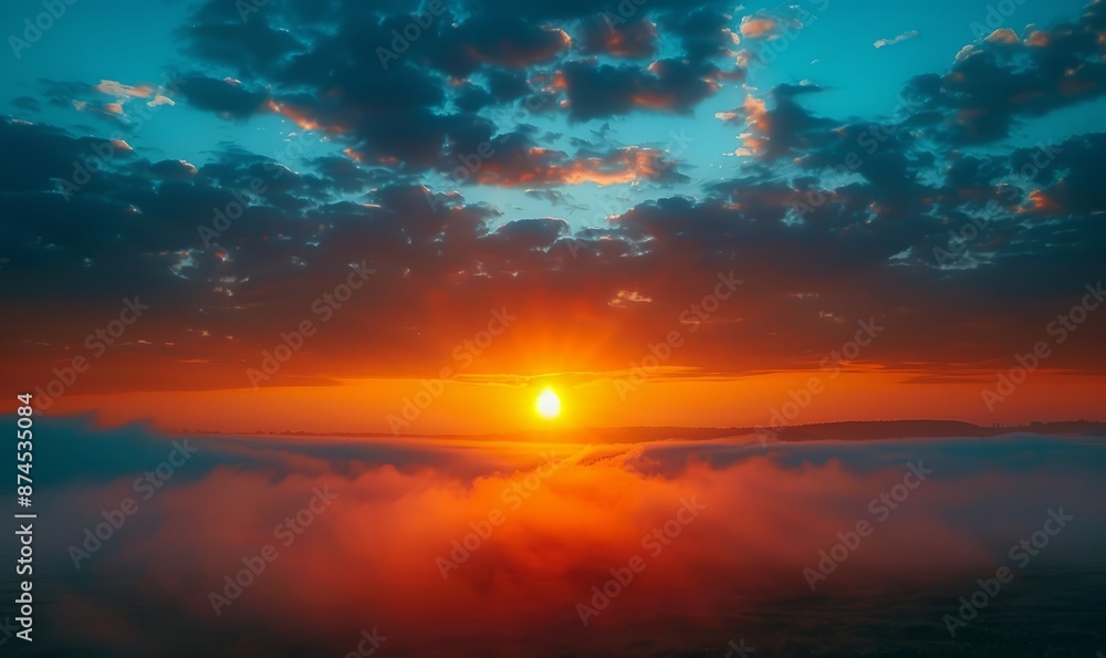 Sunrise with a trail of fog Sunrise with a trail of fog