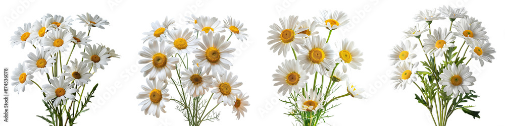 Fototapeta premium Set of A isolated arrangement of Daisies on a transparent background