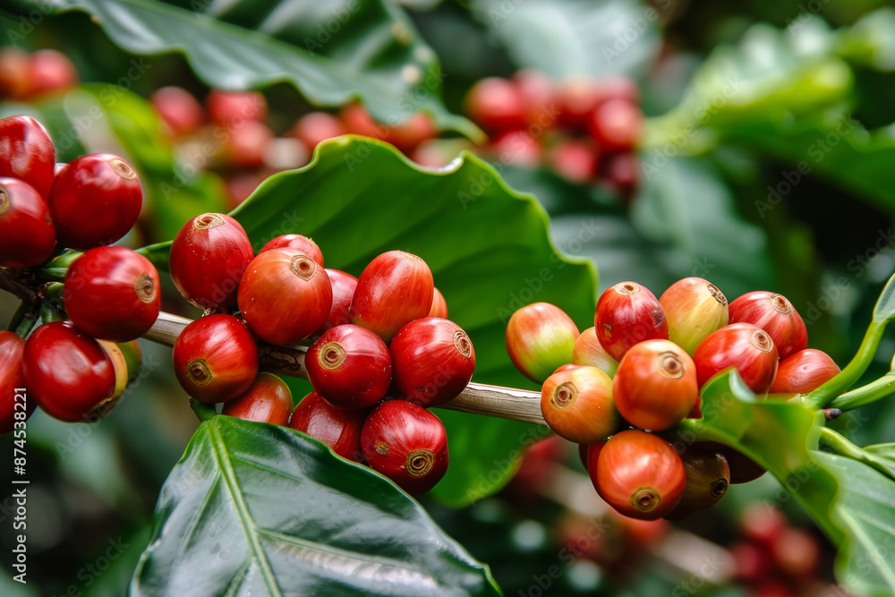 Obraz premium A bunch of red berries hanging from a tree
