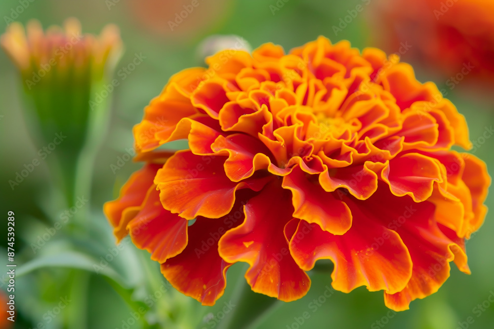 A bright orange flower with a green stem A bright orange flower with a green stem