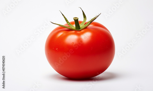 Wallpaper Mural Red tomato with evergreen stem isolated on white background, fresh tomato Torontodigital.ca