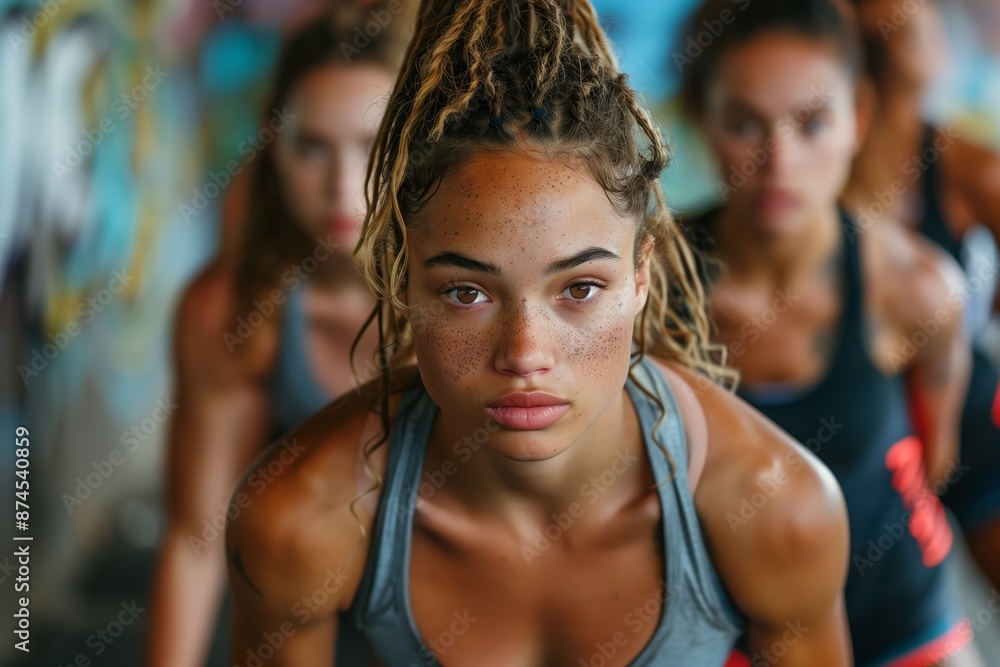 Woman With Dreadlocks Prepares for Workout in Urban Setting Woman With Dreadlocks Prepares for Workout in Urban Setting
