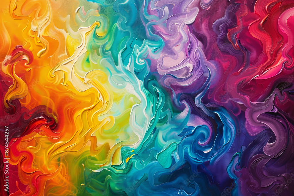 A painting of a rainbow with a lot of colors A painting of a rainbow with a lot of colors