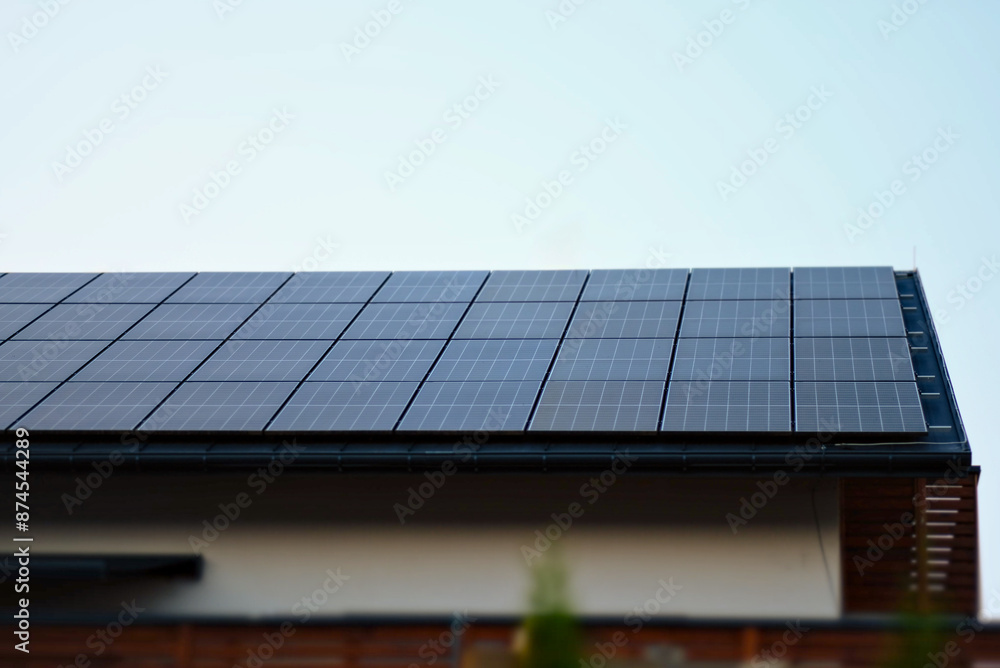 Solar Panels on Modern Roof for Clean Energy and Sustainability Solar Panels on Modern Roof for Clean Energy and Sustainability