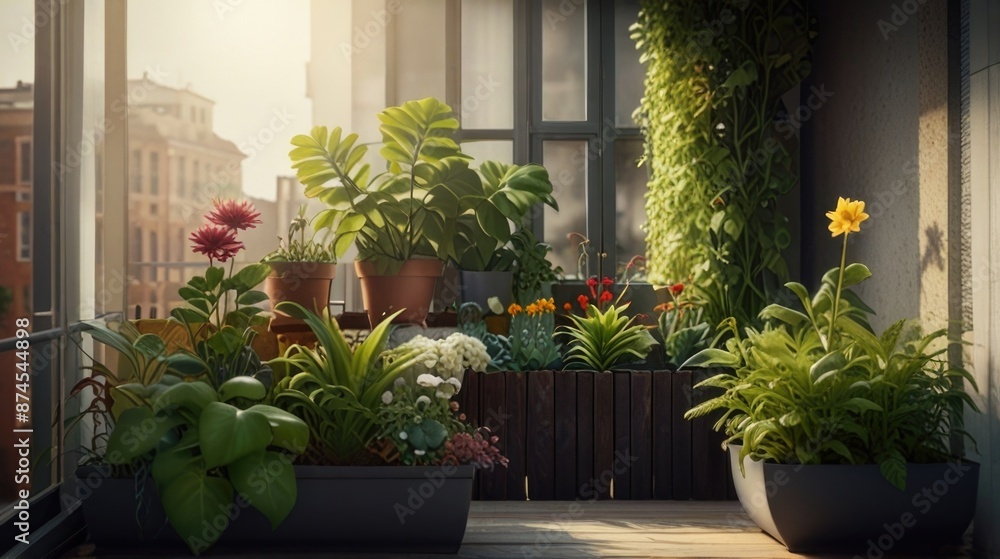 The Balcony Garden is Designed with various plants The Balcony Garden is Designed with various plants