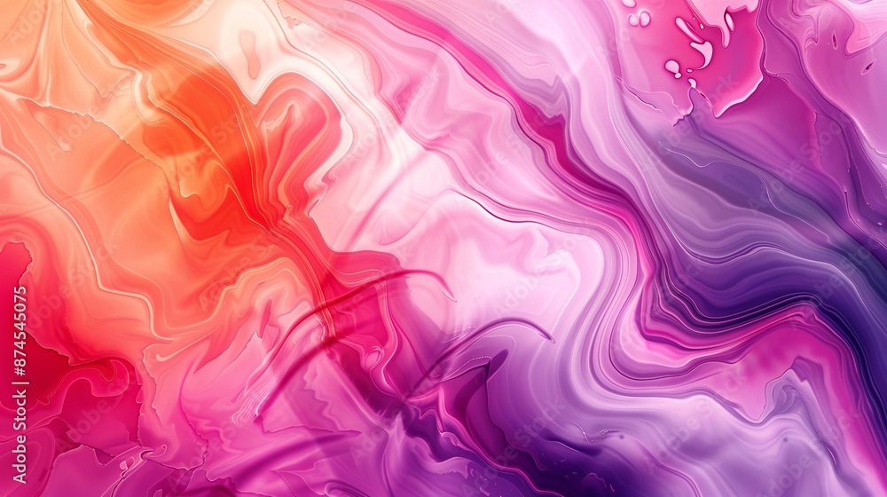 Fototapeta premium A colorful abstract painting with a pink and orange swirl