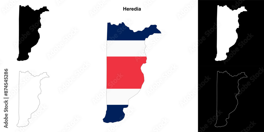 Fototapeta premium Heredia province blank outline map