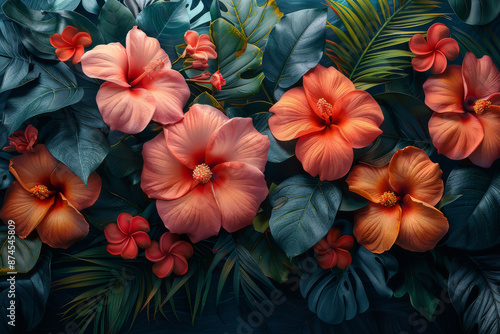 Wallpaper Mural beautiful fantasy design vintage wallpaper tropical botanical flower bunch,vintage motif for floral print digital background  Torontodigital.ca
